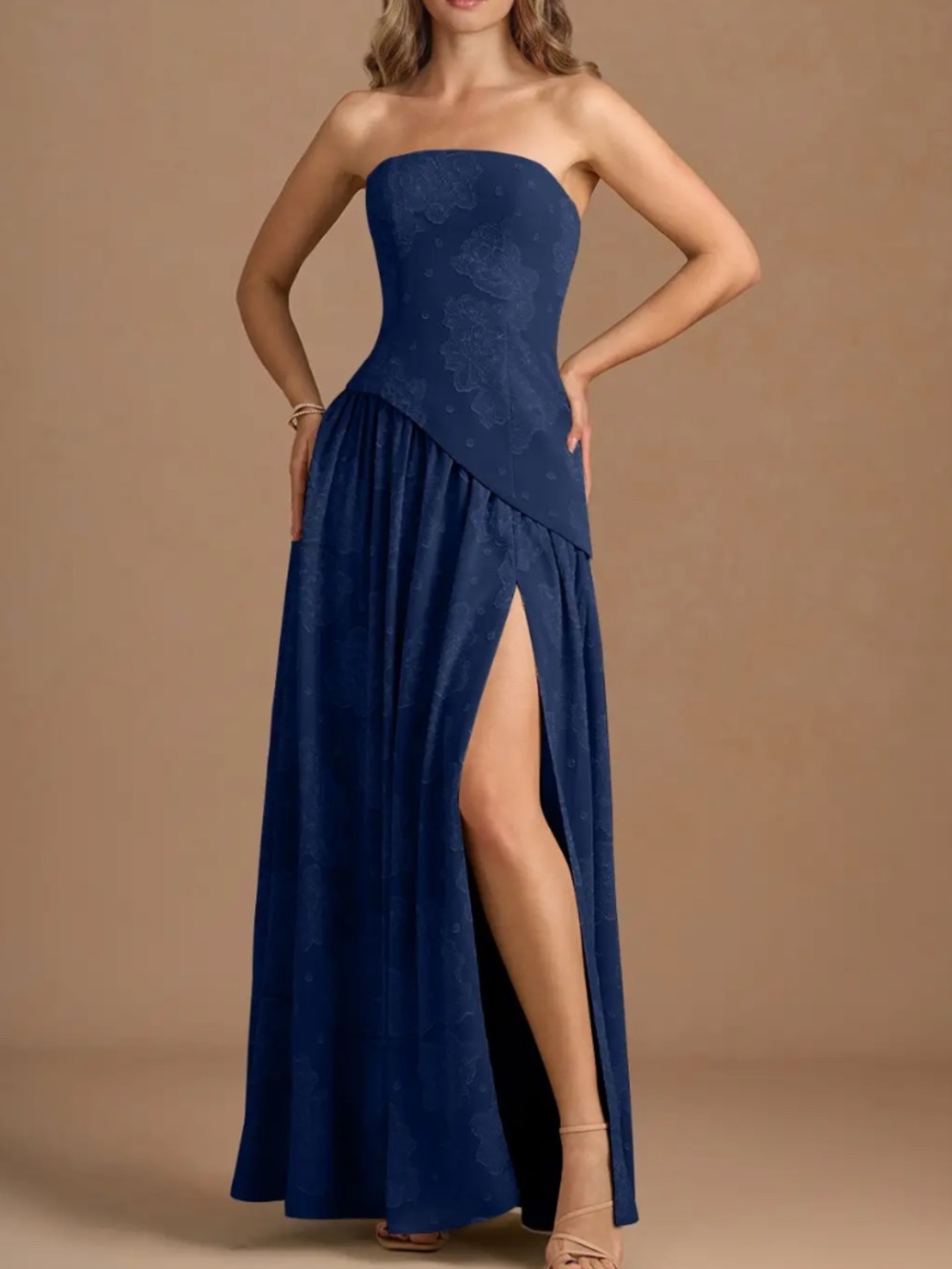 Azazie Altier NWT Marcella Maxi Dress Navy Size US2